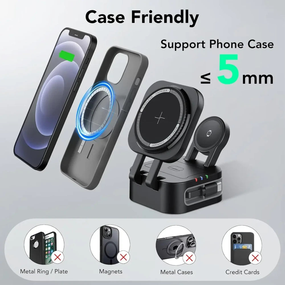 Compact Magnetic Foldable Wireless Charging Station